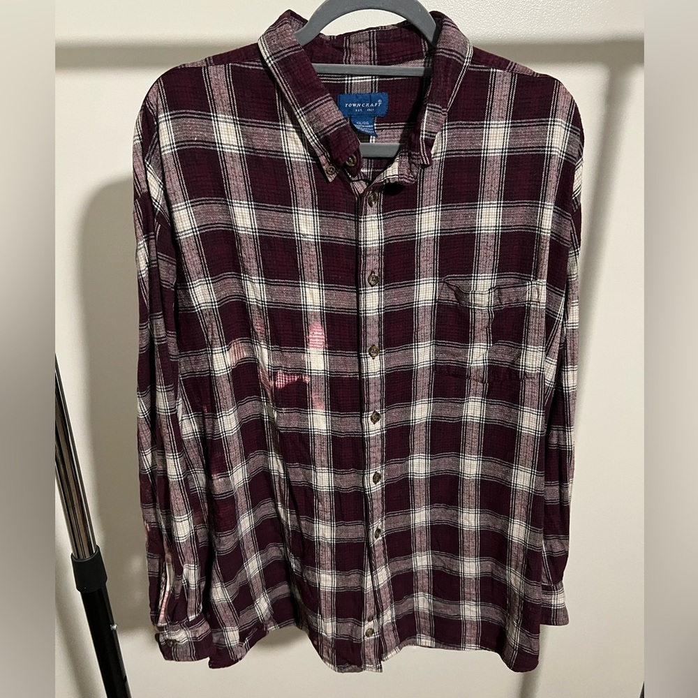 Maroon and white flannel, size XXL